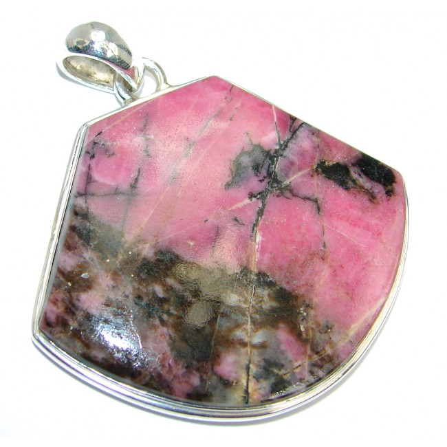 Large AAA Amazing Pink Rhodonite Sterling Silver Pendant
