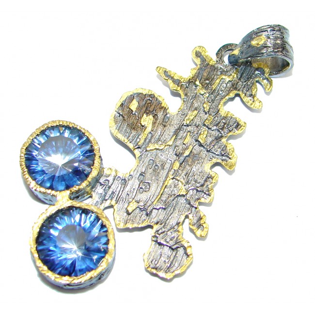 Blue Galaxy Topaz Gold Rhodium plated over Sterling Silver handmade Pendant