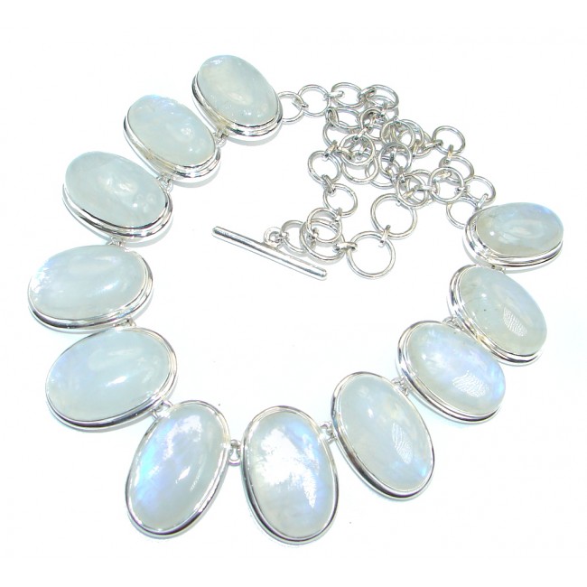 AAA quality White Fire Moonstone Sterling Silver handmade necklace