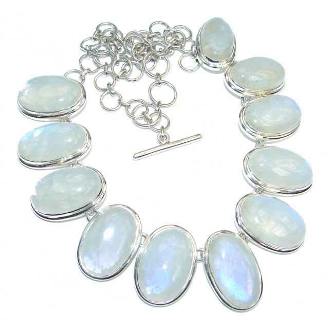 AAA quality White Fire Moonstone Sterling Silver handmade necklace