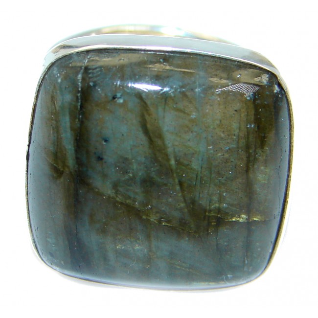 Blue Aura AAA Fire Labradorite Sterling Silver ring size 6