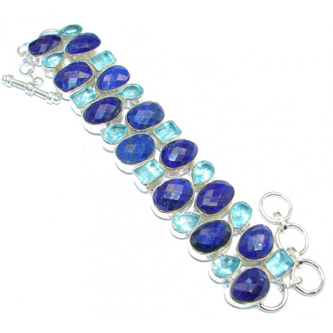 Stylish Blue Lapis Lazuli Sterling Silver handmade Bracelet - model #2 ...