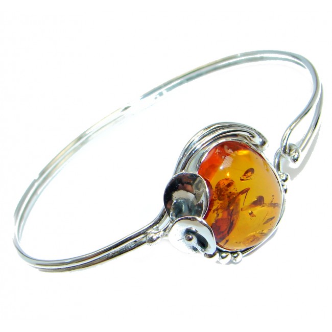 Beautiful Genuine Handcrafted Polish Amber Sterling Silver Bracelet / Cuff