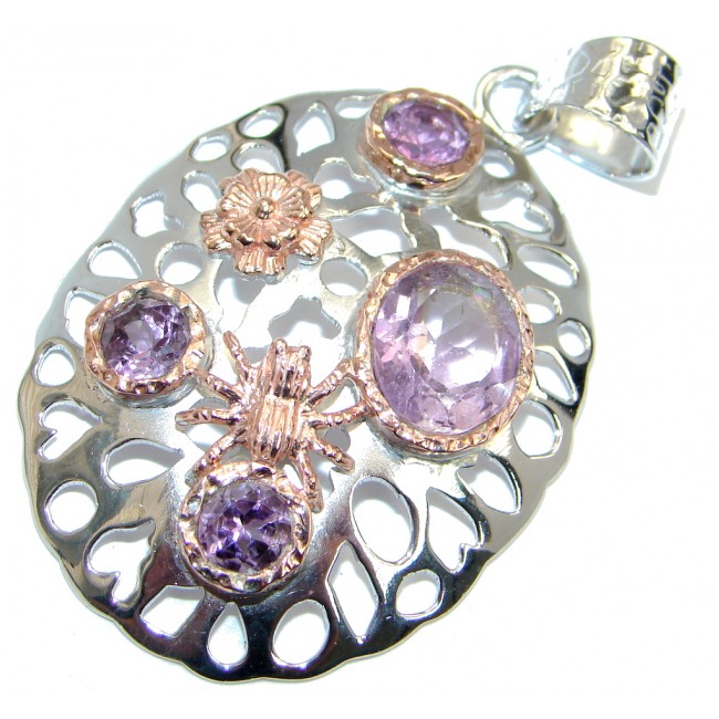 Genuine Amethyst Rose Gold Rhodium plated over Sterling Silver Pendant