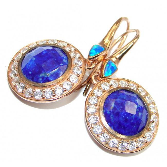 Exclusive Lapis Lazuli Fire Opal Rose Gold plated over Sterling Silver earrings