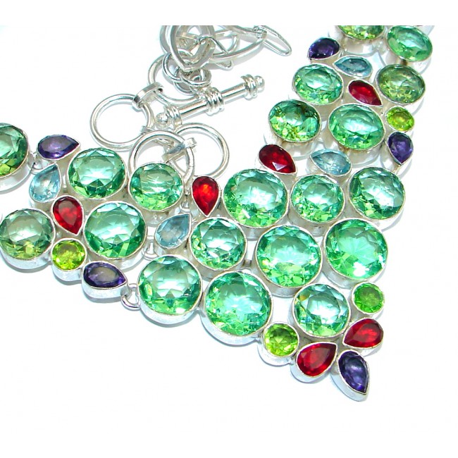 Chunky Design Created Peridot Sterling Silver handmade Necklace