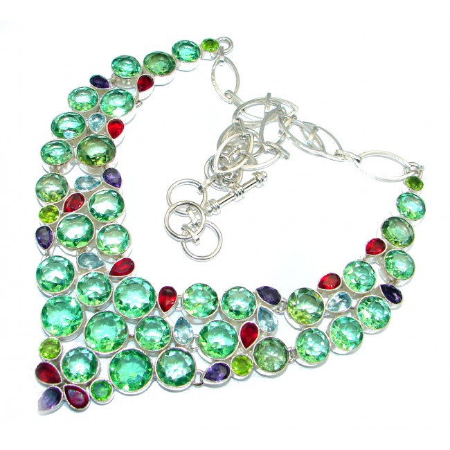 Chunky Design Created Peridot Sterling Silver handmade Necklace