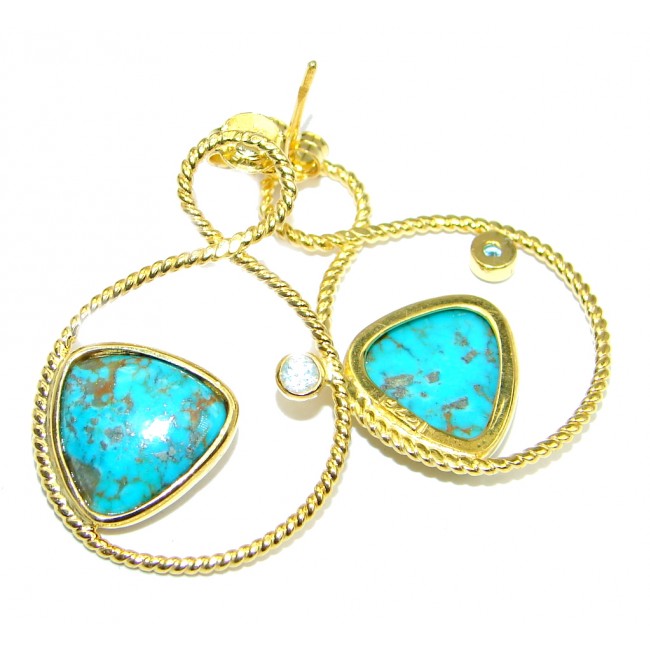 Copper vains in Blue Turquoise Gold plated over Sterling Silver earrings