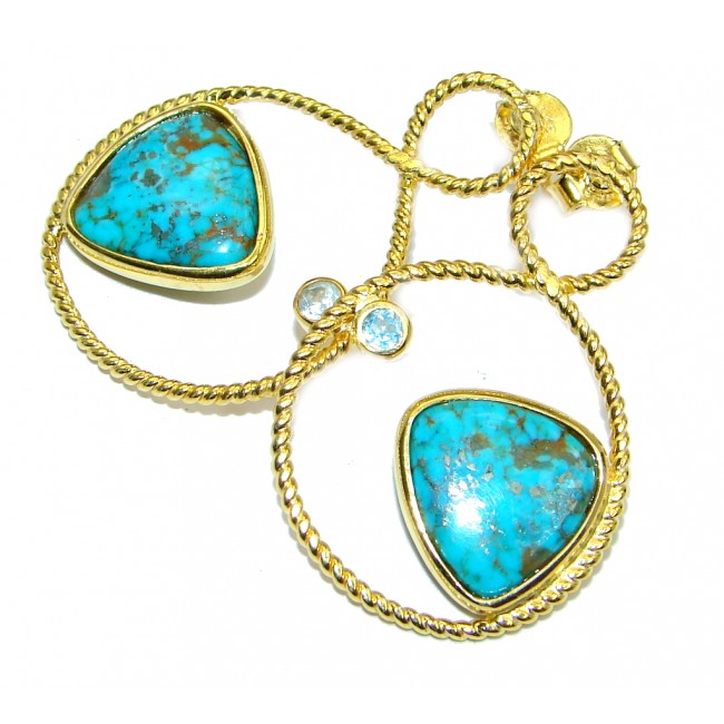 Copper vains in Blue Turquoise Gold plated over Sterling Silver earrings