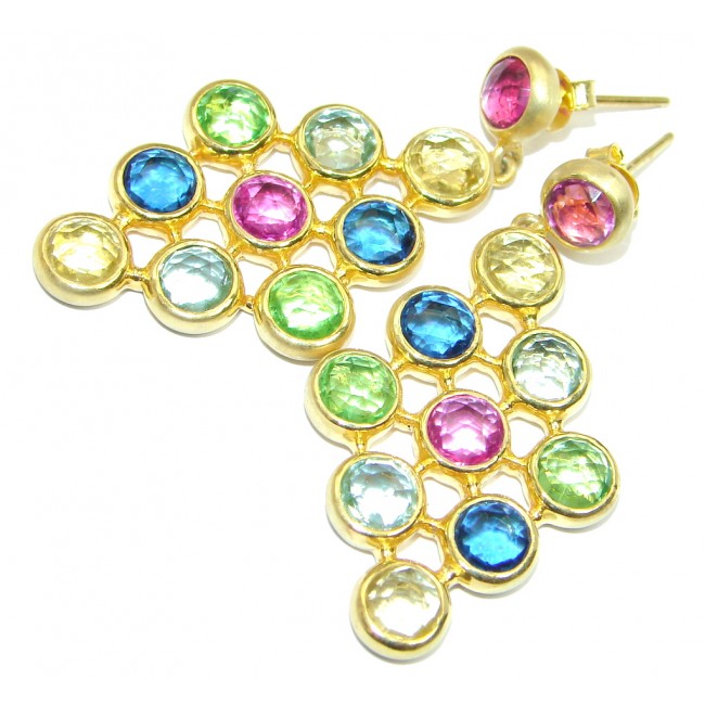 Paradise Multicolor Quartz Gold Plated over Sterling Silver stud earrings