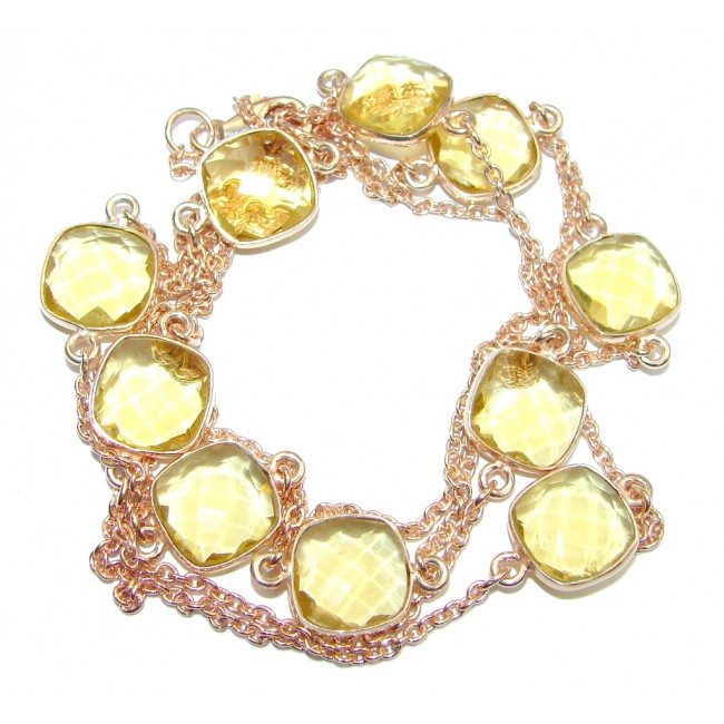 36 inches simulated Citrine Rose Gold plated over Sterling Silver handmade Necklace
