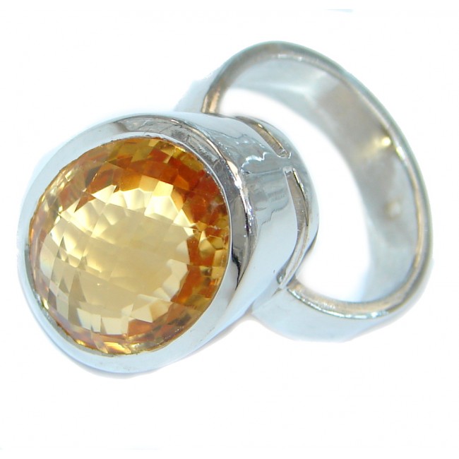 26 ct Natural Citrine Sterling Silver handcrafted ring size 6 3/4