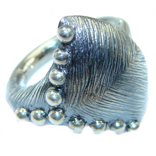 Great Italy made Oxidized Sterling Silver ring; s. 8
