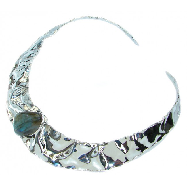 Scarlet Beauty Labradorite hammered Sterling Silver necklace / Choker
