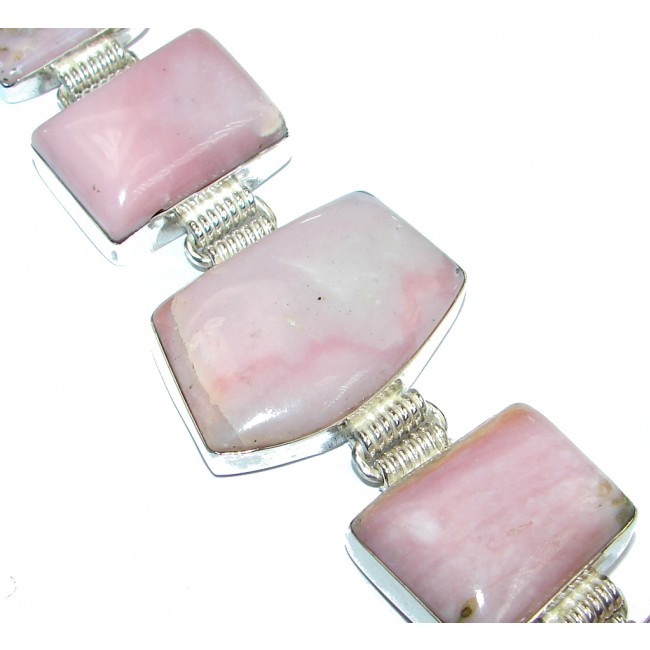 Outstanding Quality Pink Opal Handcrafted Sterling Silver Bracelet