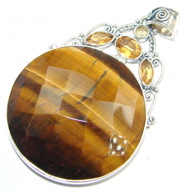 Golden Tigers Eye Citrine Sterling Silver handcrafted Pendant