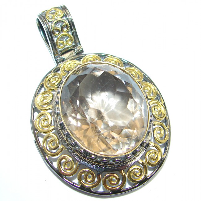 Vintage Style Smoky Topaz Gold Rhodium plated over Sterling Silver Pendant