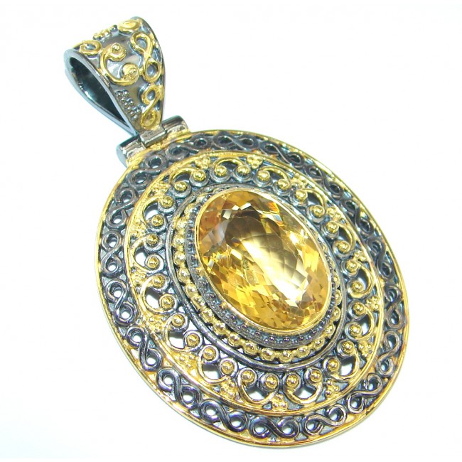 Genuine Citrine Gold plated over Sterling Silver handmade Pendant