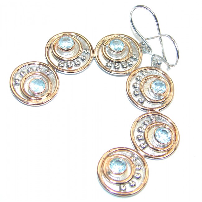 Genuine Swiss Blue Topaz Rose Gold plated over Sterling Silver Earrings