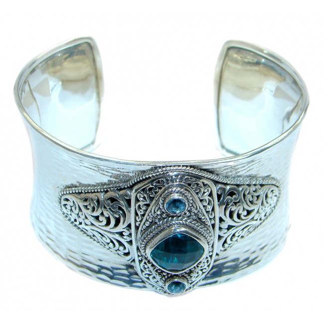Luxury Aqua Magic Topaz Sterling Silver handmade Cuff/Bracelet