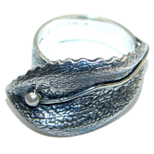 Great Italy made Oxidized Sterling Silver ring; s. 8