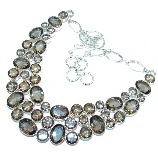 Sublime Champagne Smoky Topaz Sterling Silver handmade necklace