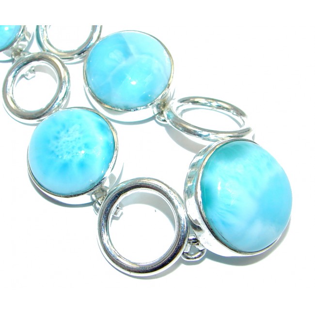 5 Planets Blue Larimar Oxidized Sterling Silver handmade Bracelet Cuff