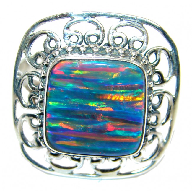 Floral Design Lab. Japanese Fire Opal Sterling Silver ring s. adjustable