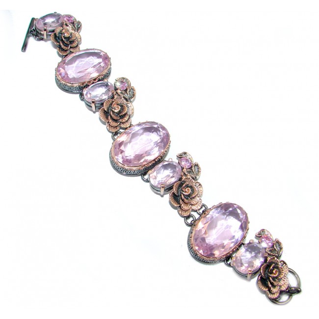 Amazing Chunky Pink Topaz Rose Gold Rhodium plated over Sterling Silver Bracelet