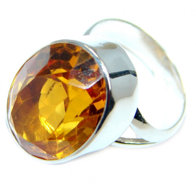 created Citrine Sterling Silver handmade ring size adjustable