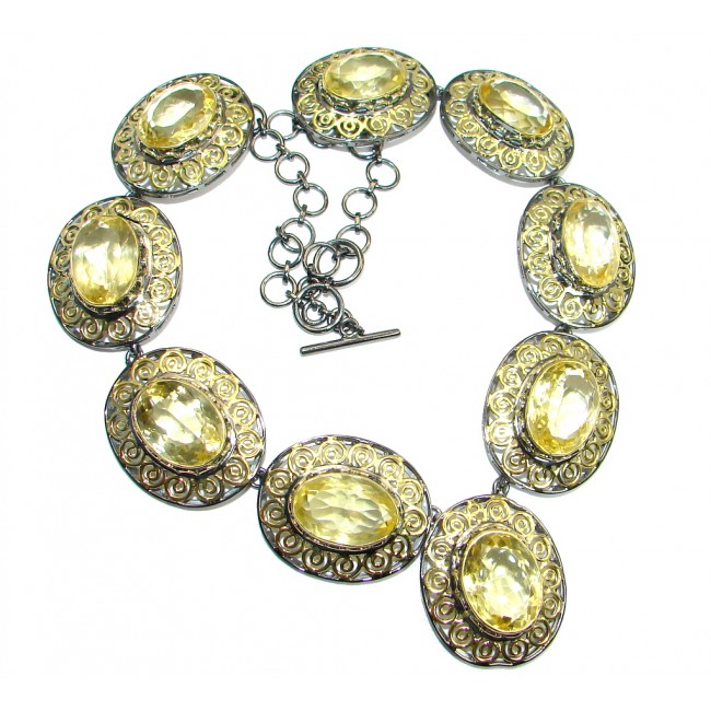 Ultra luxury natural Citrine Gold plated over Sterling Silver handmade 84.1 GRAMS Necklaces