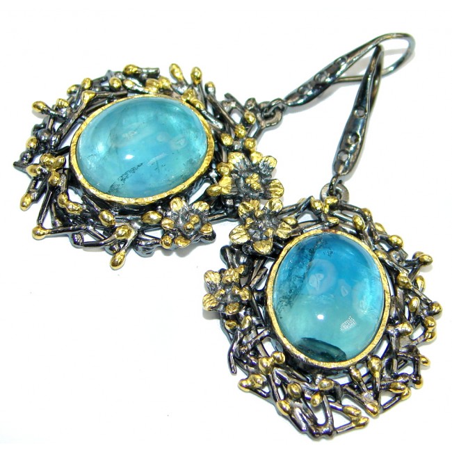 Large Vintage Design Apatite Gold plated over Sterling Silver earrings