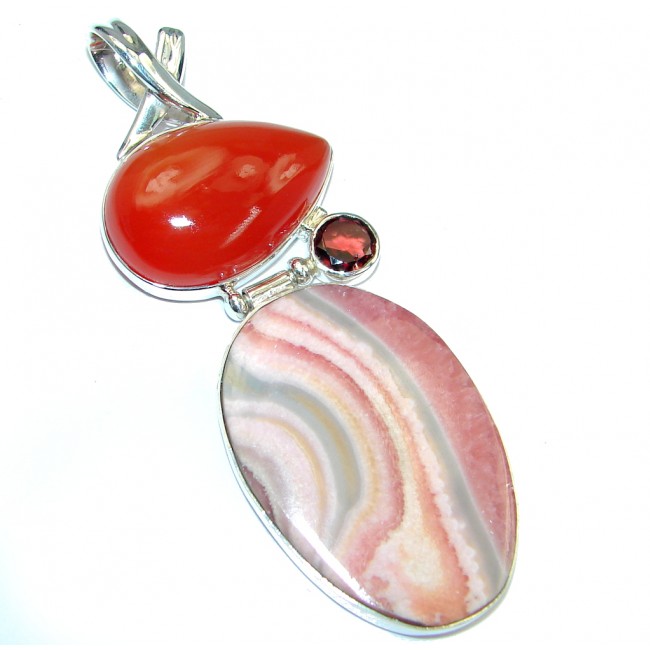 Trully AAA quality Rhodochrosite Sterling Silver handcrafted Pendant