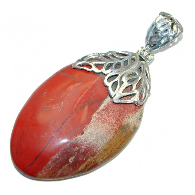 Giant Incredible quality Red Jasper Sterling Silver handmade Pendant