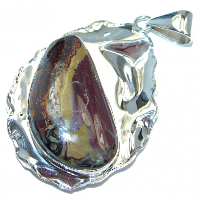 One of the kind genuine Koroit Opal hammered Sterling Silver Pendant