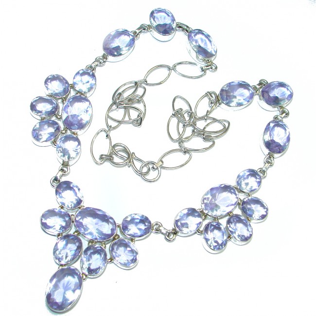 Color-changing Blue- Pink Quartz Sterling Silver handmade necklace