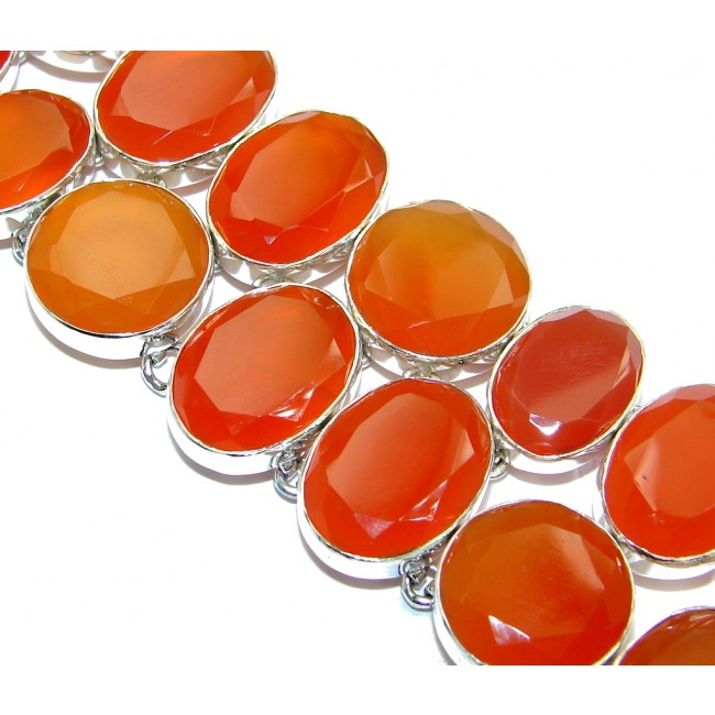 Large Sunset in Tuscon Authentic Carnelian Sterling Silver handmade Bracelet