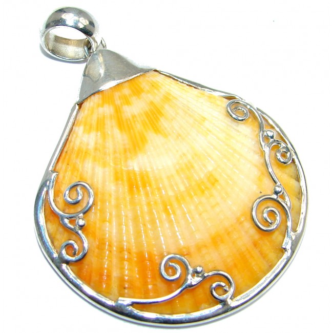 Fancy Design Genuine Shell Sterling Silver handmade Pendant