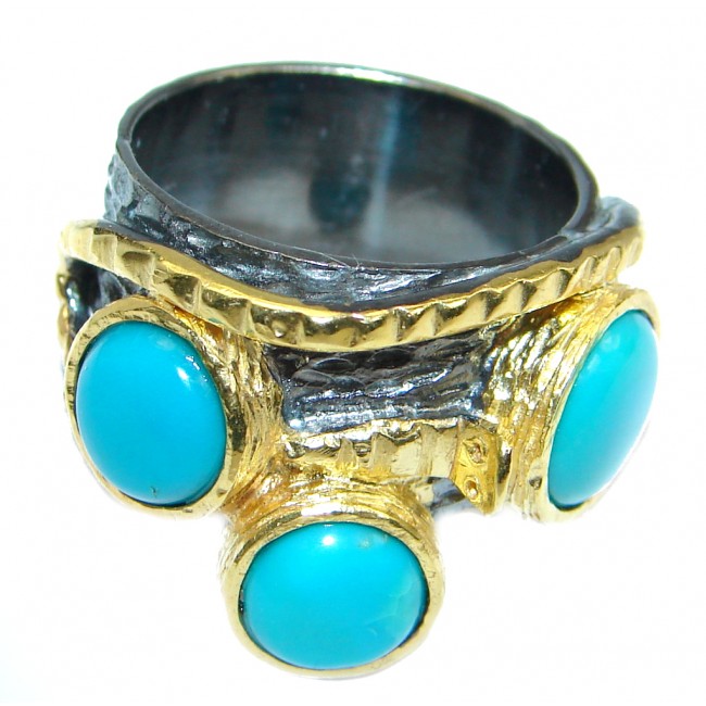 Excellent quality Sleeping Beauty Turquoise Sterling Silver handmade ring size 6