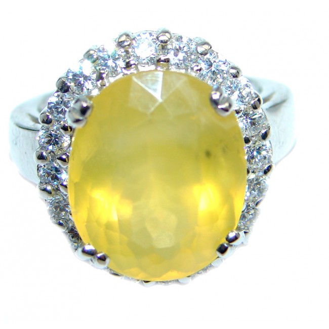 Big Energazing genuine Citrine Sterling Silver Cocktail Ring size 6 3/4