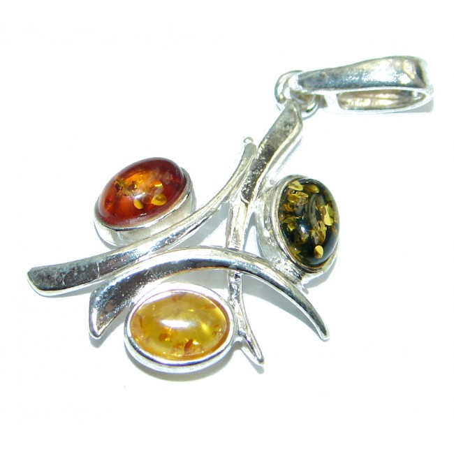 Unisex Natural Baltic Amber Sterling Silver handcrafted Pendant