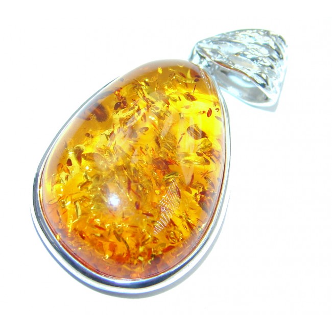 Sublime Natural Baltic Amber Sterling Silver handcrafted Pendant