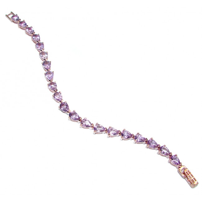 Precious Natural Rich Amethyst Rose Gold plated over 925 Sterling Silver bracelet