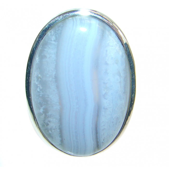 Delicate Light Blue Lace Agate Sterling Silver Ring s. 7 adjustable