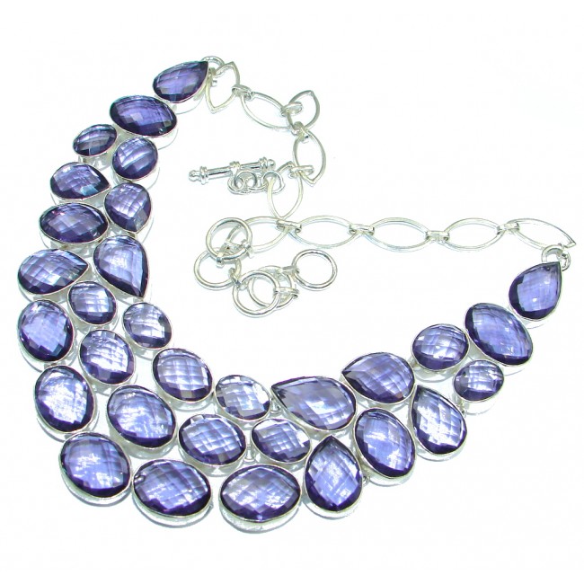 Chunky Cascade of Lights created Alexandrite Sterling Silver entirely handcrafted necklace