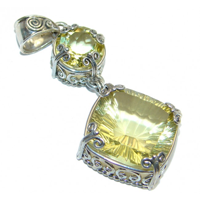 Oriental Design Yellow Topaz Sterling Silver handcrafted pendant