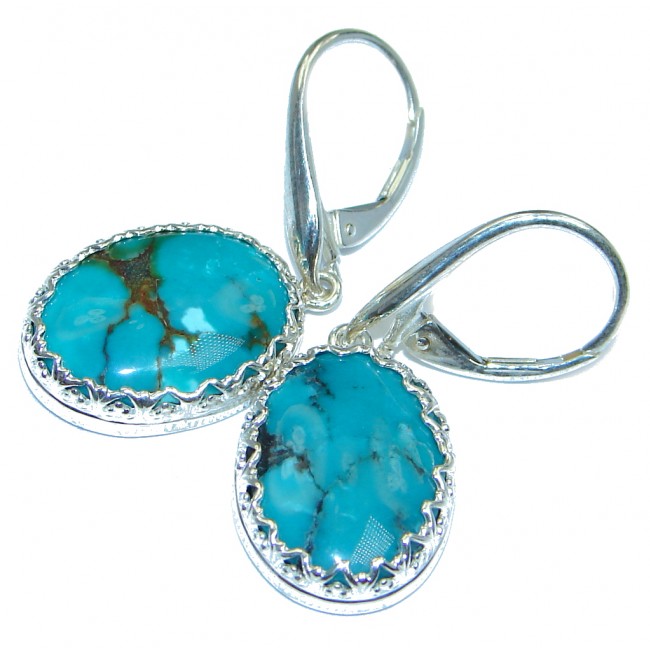Genuine Blue Turquoise Sterling Silver handmade earrings