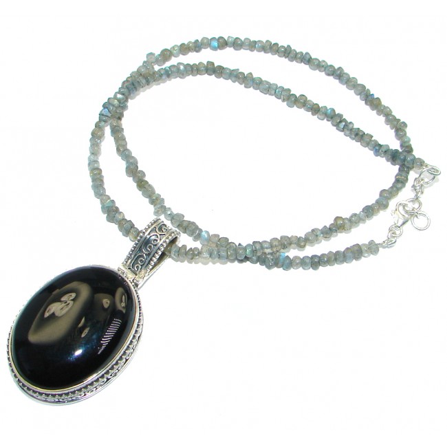 Genuine Onyx Labradorite Sterling Silver handmade necklace