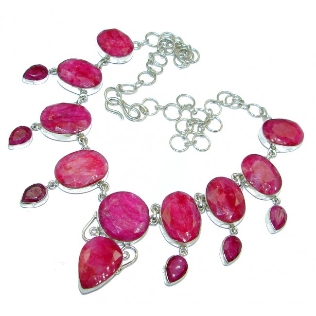 Jumbo Kashmire Treasure natural Ruby Sterling Silver handmade necklace