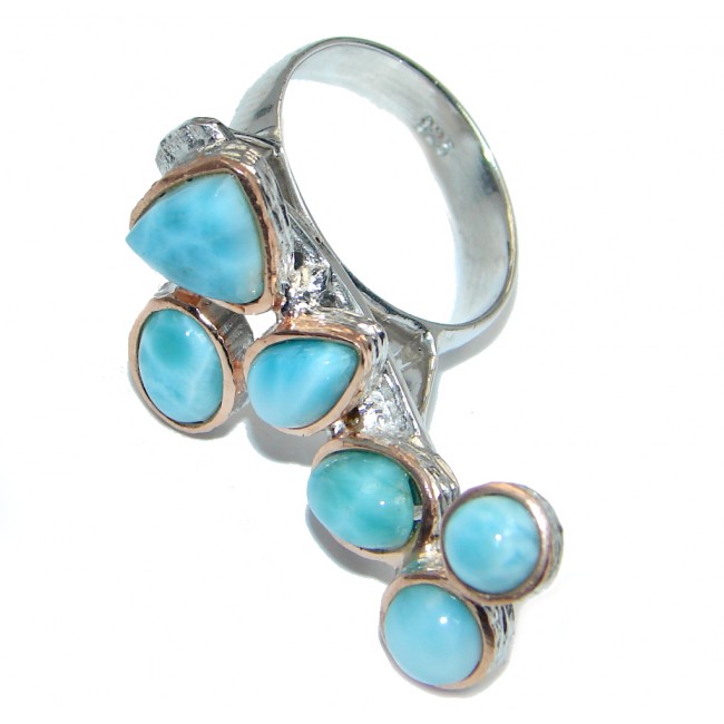 Blue Larimar Gold Rhodium plated over Sterling Silver Ring s. 7